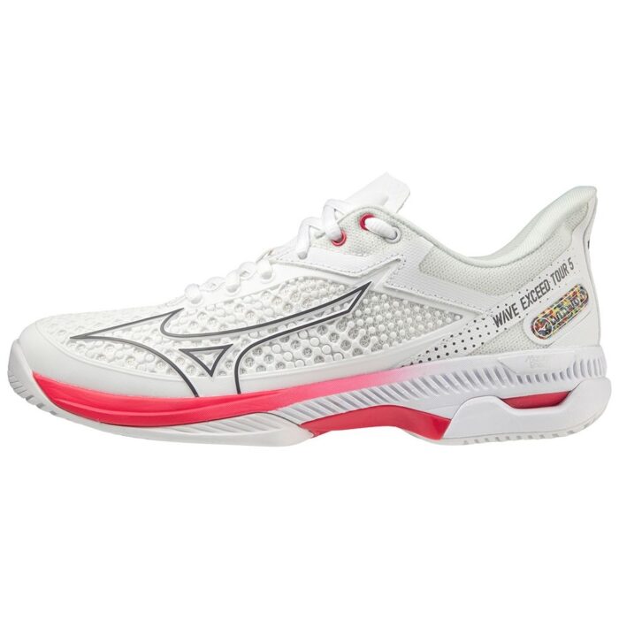 MIZUNO WAVE EXCEED TOUR 5 AC (W) ΠΑΠΟΥΤΣΙΑ TENNIS  Undyed White / Quiet Shade / Opera Red (61GA227706)_3