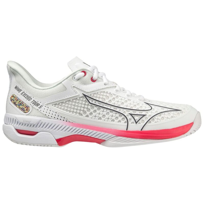 MIZUNO WAVE EXCEED TOUR 5 AC (W) ΠΑΠΟΥΤΣΙΑ TENNIS  Undyed White / Quiet Shade / Opera Red (61GA227706)_0